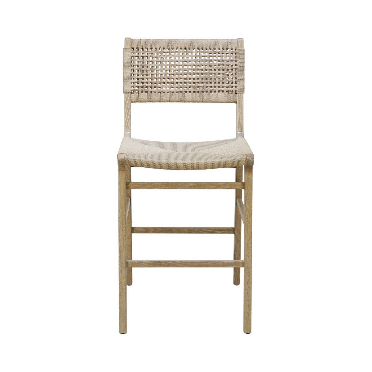 Astrid Cerused Oak Counter Stool by Worlds Away at Fig Linens and Home - Front View