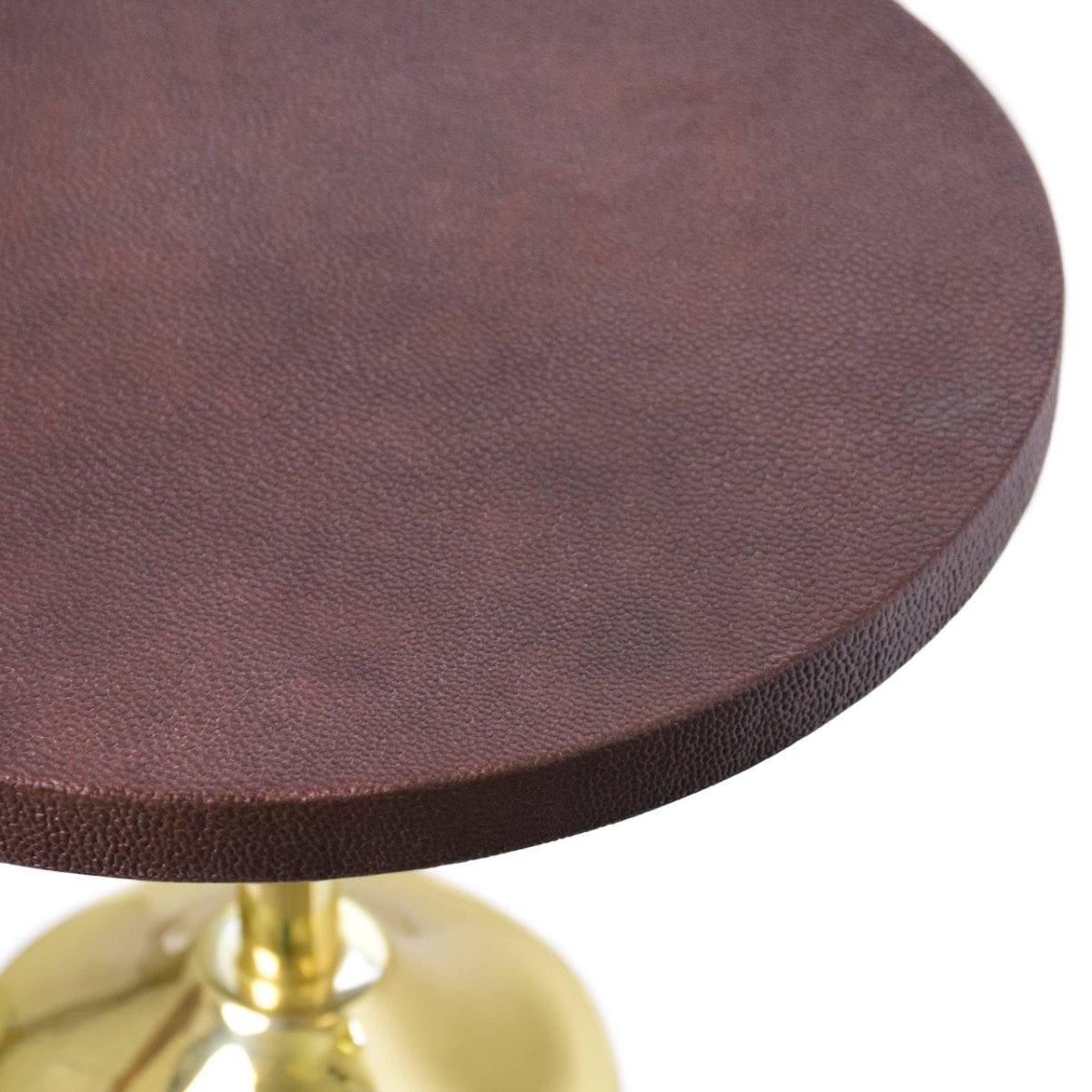Bolton Brass Base Cigar Table with Round Leather Top by Worlds Away 10" Dia x 24.75"H Brass at FIG LINENS AND HOME 2