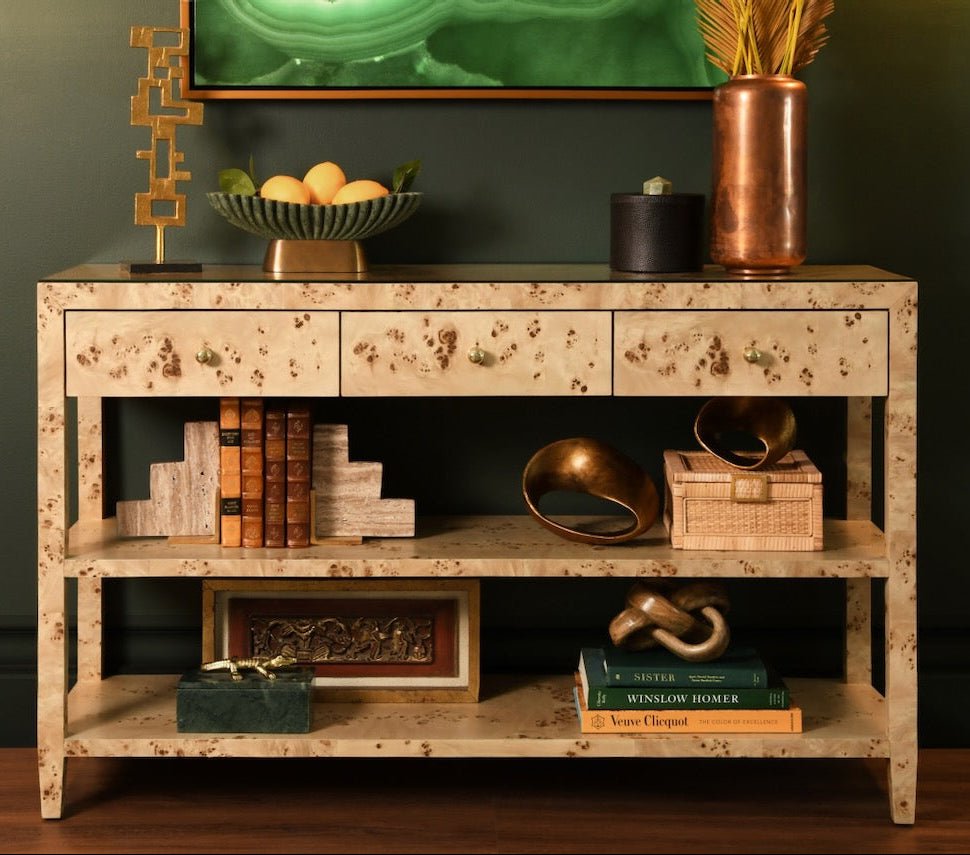 Briar Burlwood Console Table by Worlds Away at Fig Linens and Home - Lifestyle View 2