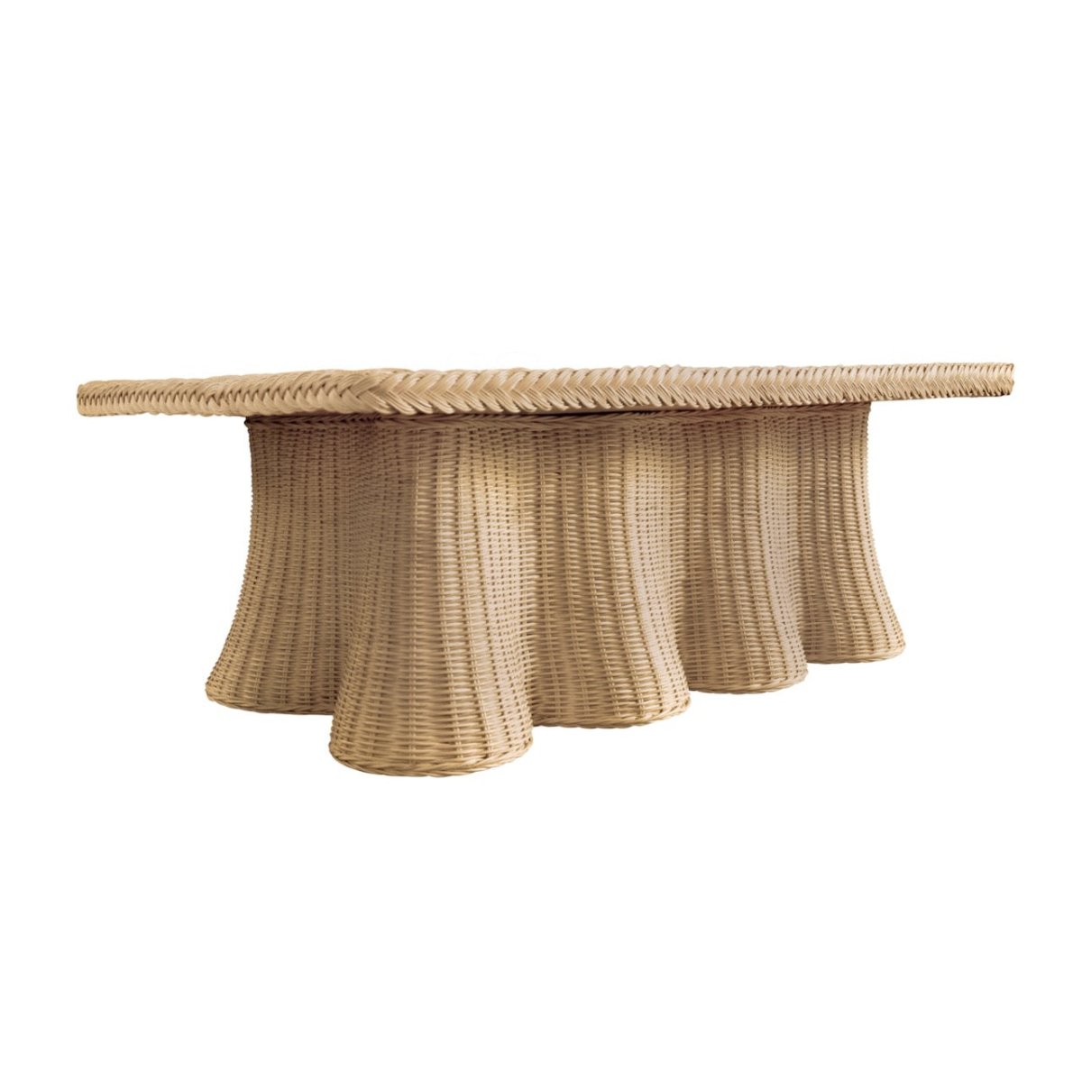 Britney Scalloped Rattan Coffee Table | Worlds Away at Fig Linens and Home - Angle View