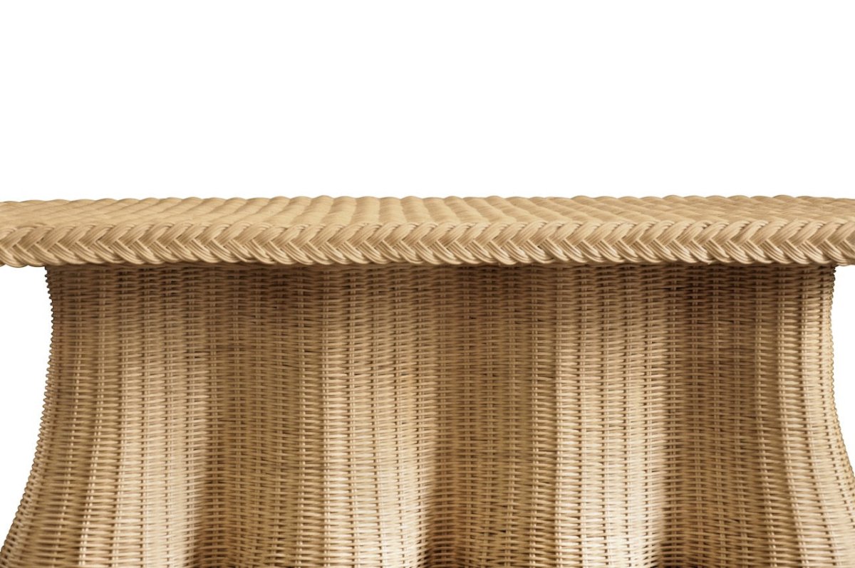 Britney Scalloped Rattan Coffee Table | Worlds Away at Fig Linens and Home - Scallop Detail View