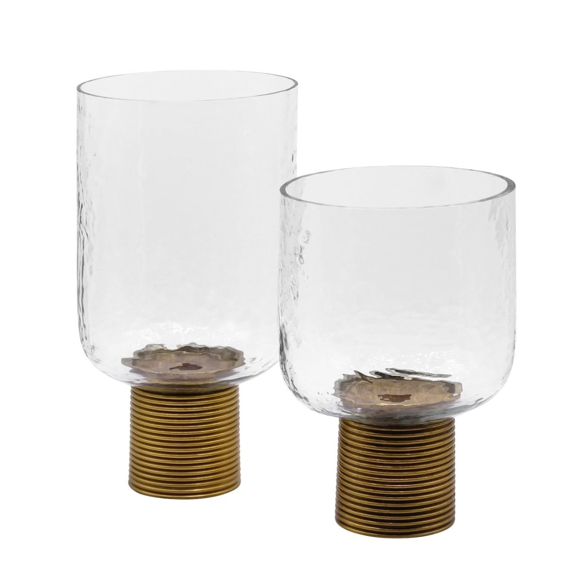 Cadey Large Candle Holder | Worlds Away Clear Glass Votive Holder Paired with Smaller Cadey