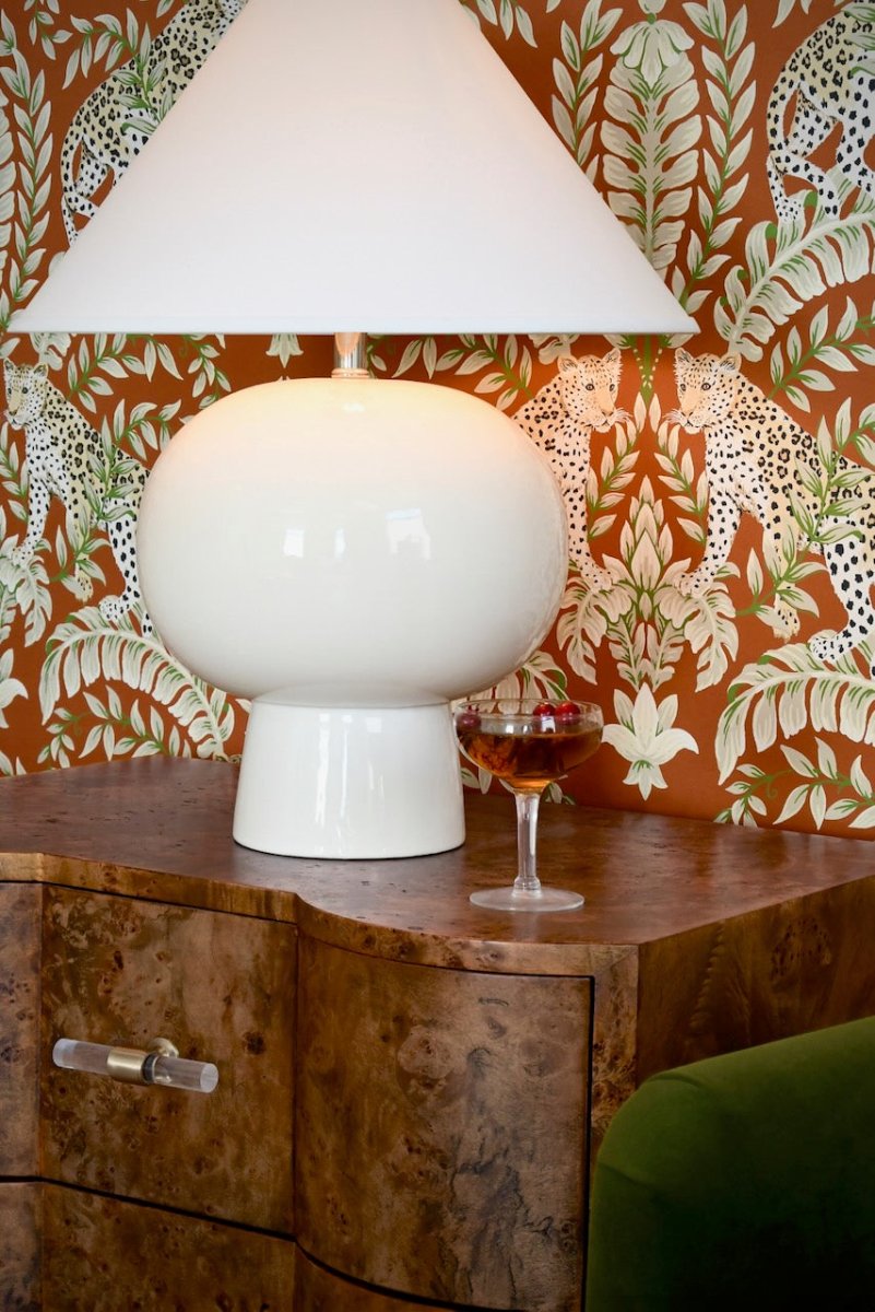 Calvin Dark Burlwood Side Table | Worlds Away at Fig Linens and Home - Lifestyle View 2