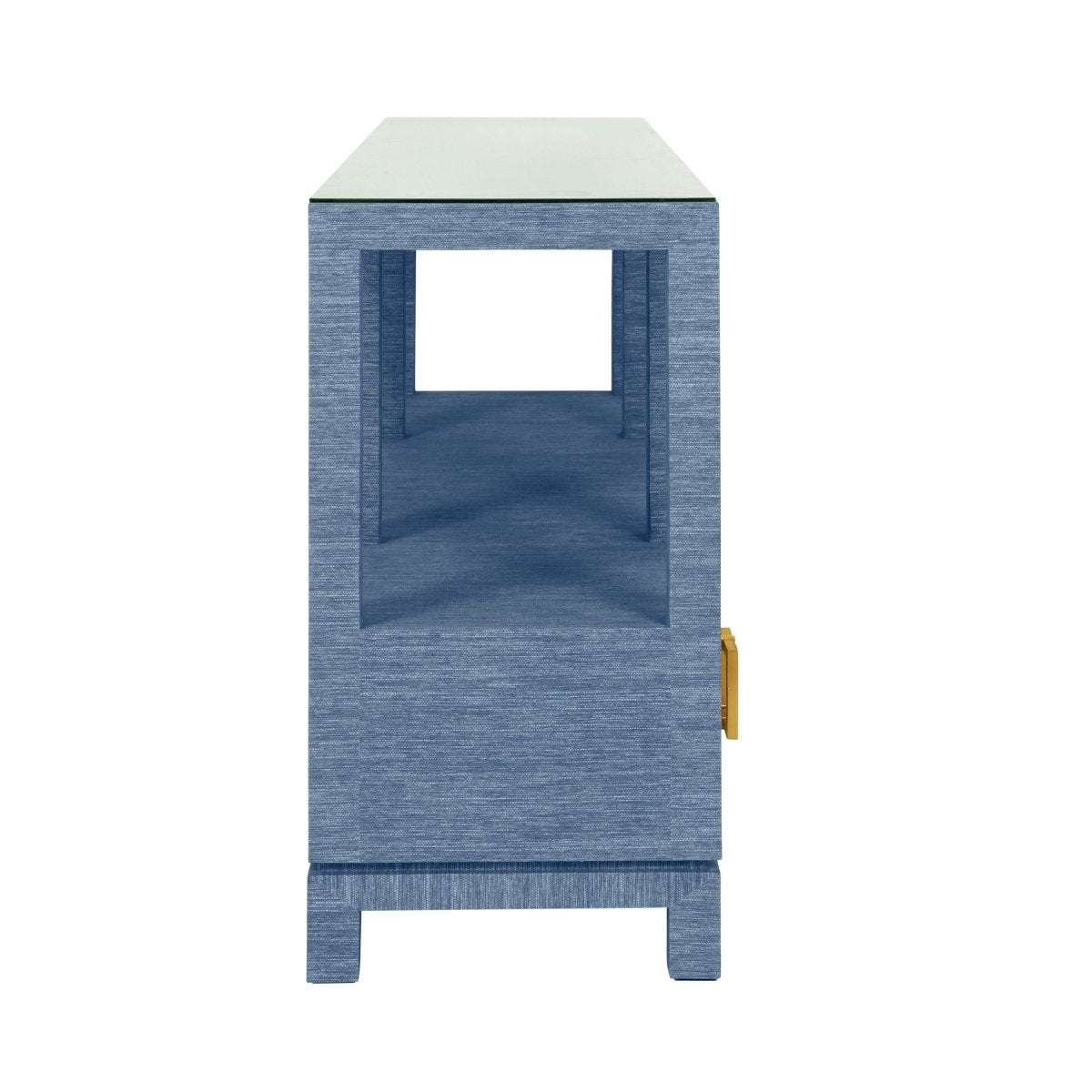 Campbell Blue Console Table by Worlds Away | Decorator Furniture - Detail of Side View 2