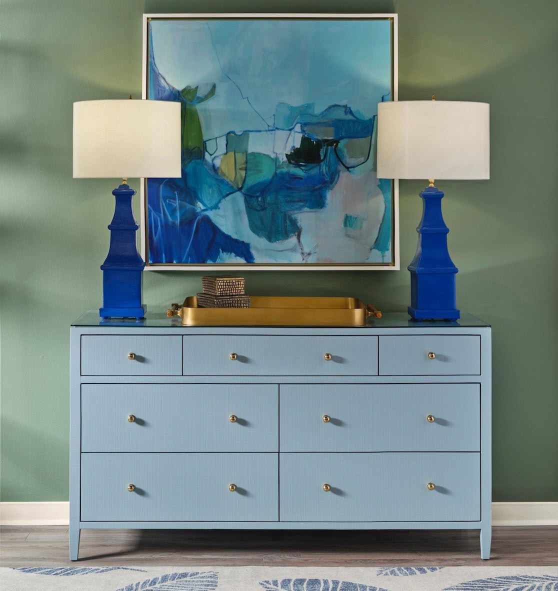 Carnegie Light Blue Cabinet by Worlds Away - Lifestyle Photo at Fig Linens and Home