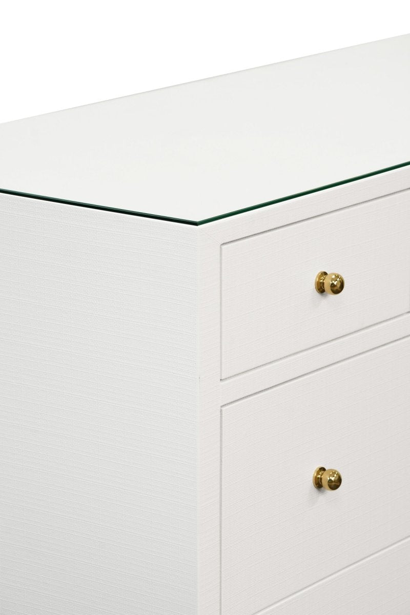 Worlds Away Carnegie White Cabinet | Dressers & Chests at Fig Linens and Home - Detail View