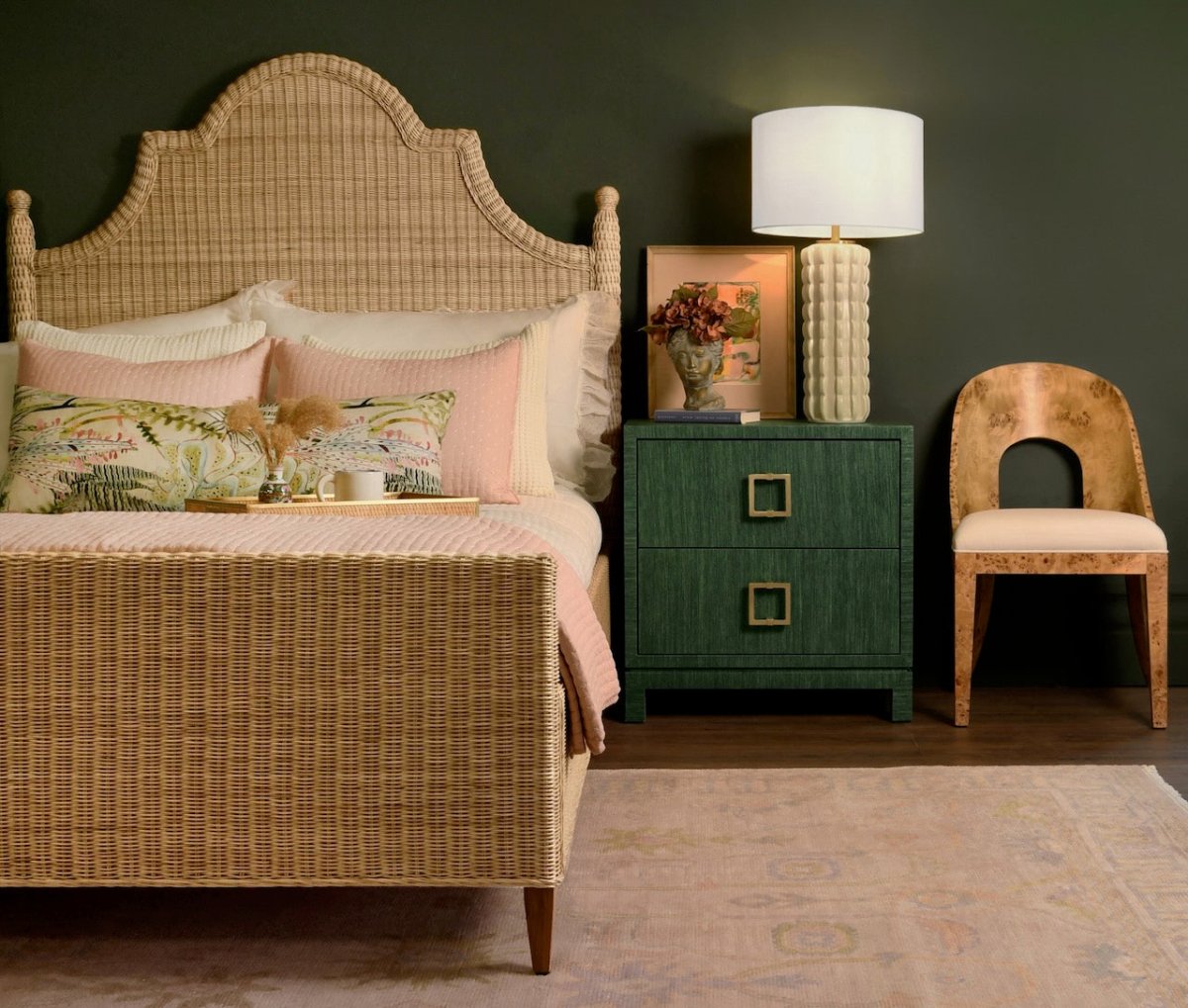 Chamberlain Queen Bed Frame by Worlds Away - Lifestyle View at Fig Linens and Home