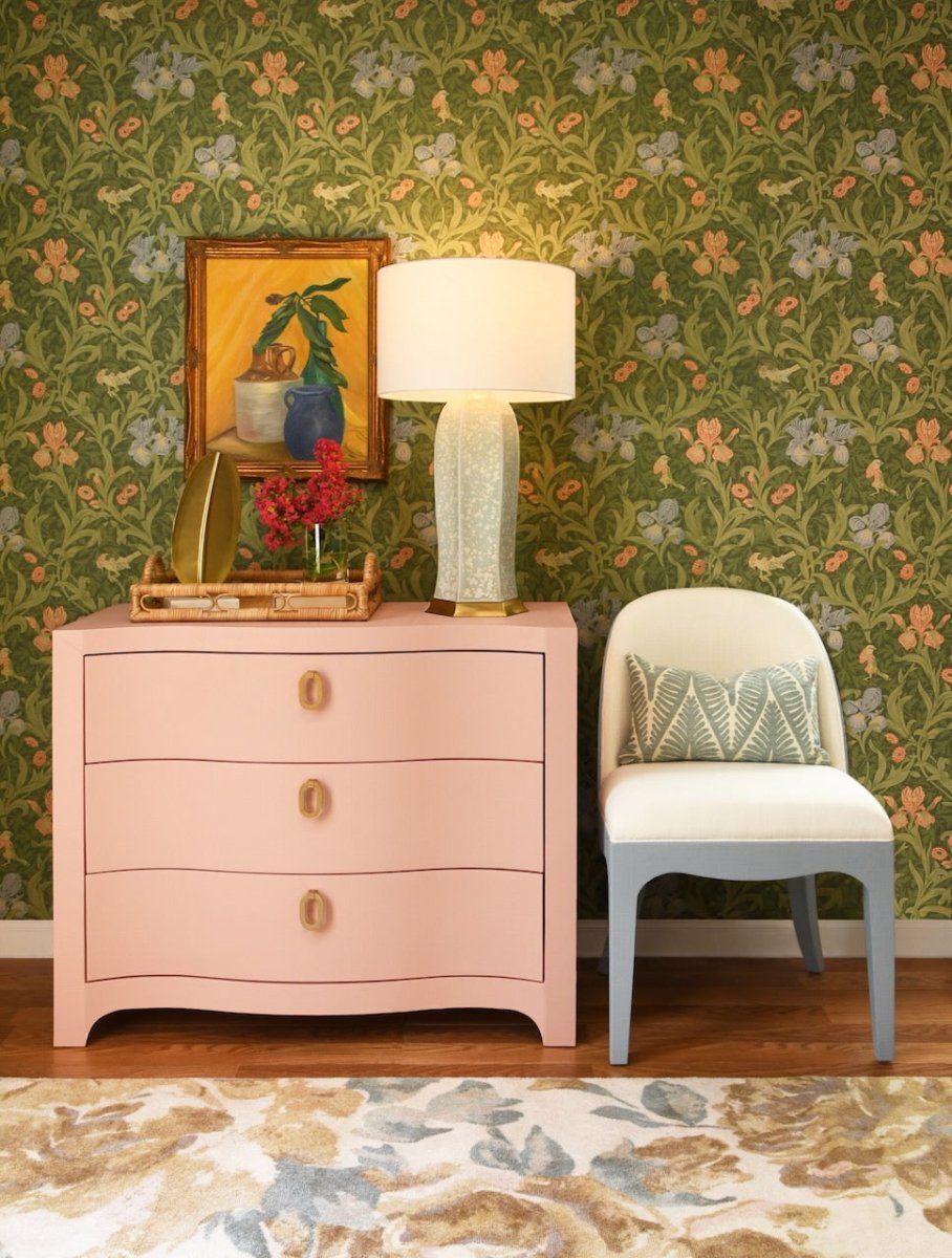 Cora Pink Chest by Worlds Away | 3-Drawer Dresser at Fig Linens and Home - Lifestyle 2