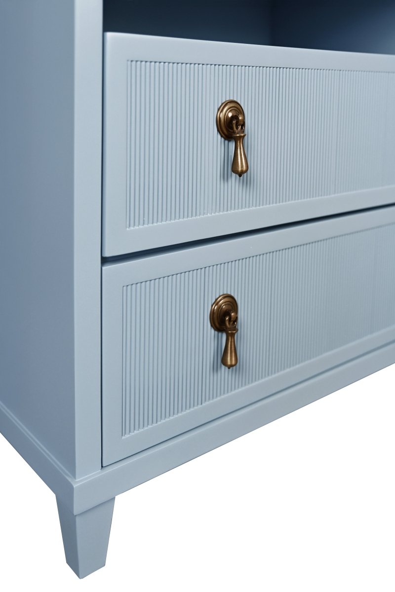 Corine Light Blue Side Table | Worlds Away at Fig Linens and Home - Detail of Hardware View