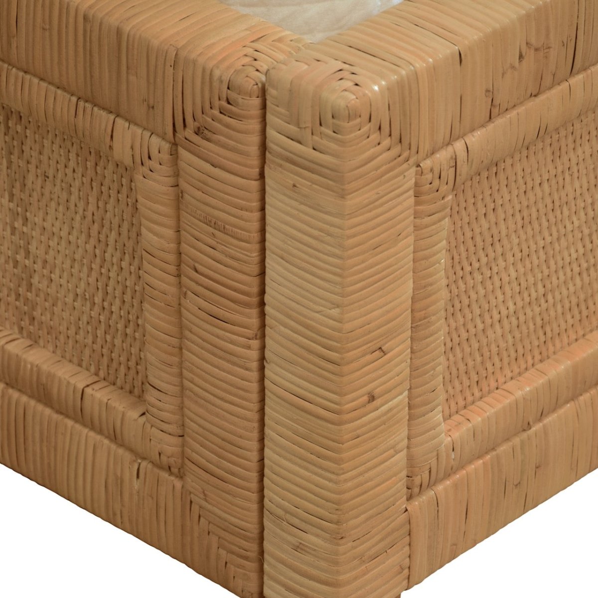 Dolly King Bed Frame by Worlds Away | Rattan Bed at Fig Linens and Home Corner Detail View