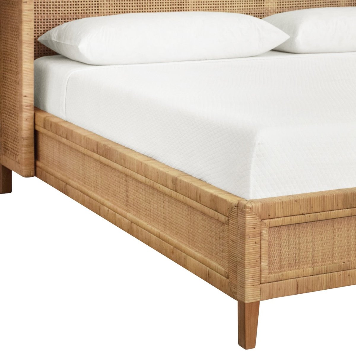 Dolly King Bed Frame by Worlds Away | Rattan Bed at Fig Linens and Home Foot of Bed View