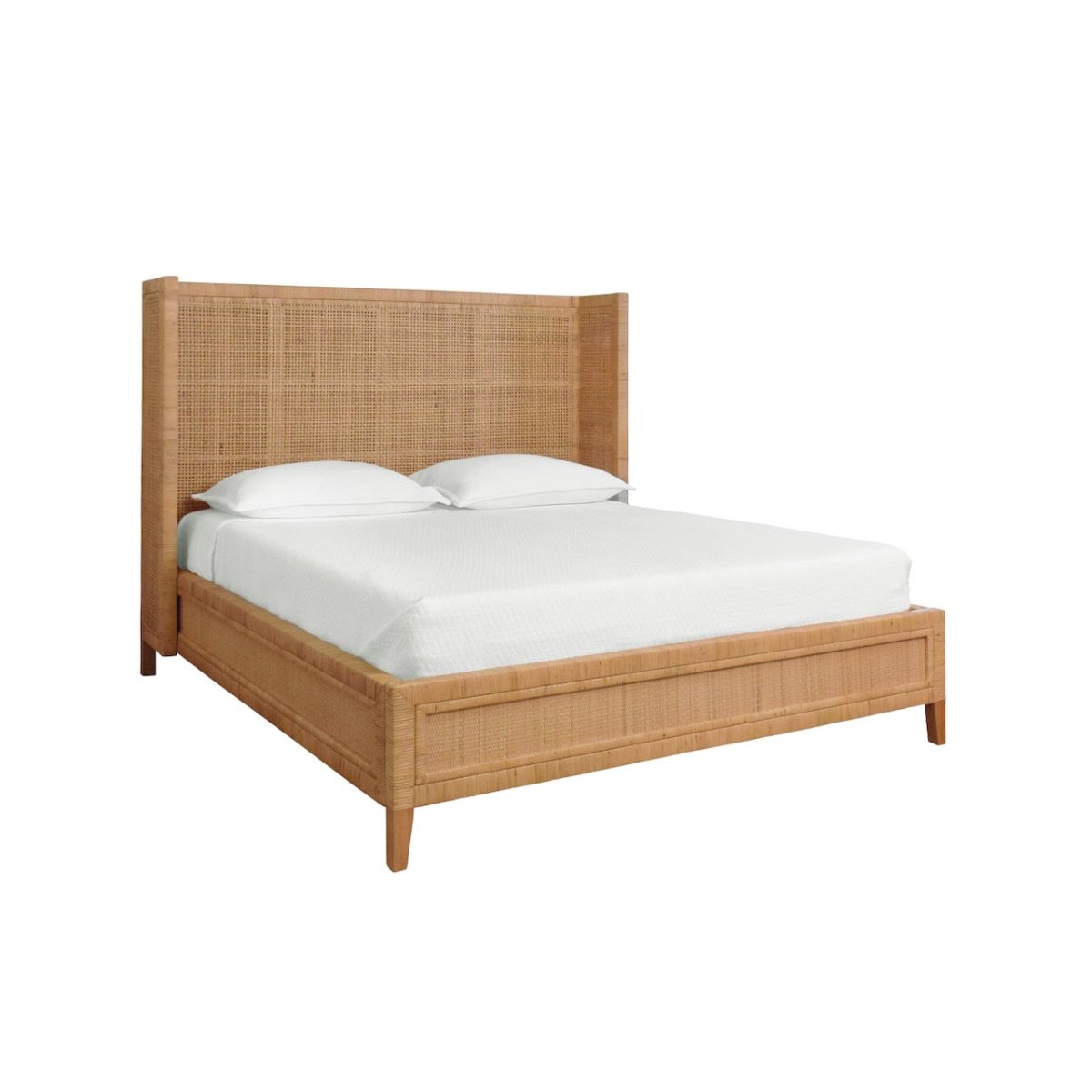 Dolly Queen Bed Frame by Worlds Away | Rattan Queen Bed at Fig Linens and Home View 2
