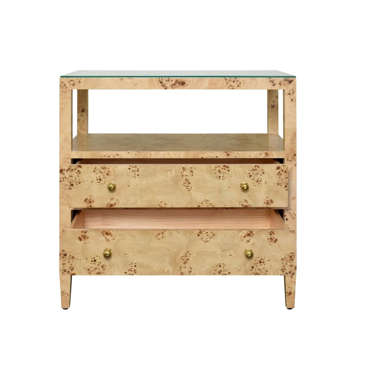 Douglas Burlwood Side Table by Worlds Away at Fig Linens and Home - Open Drawers View
