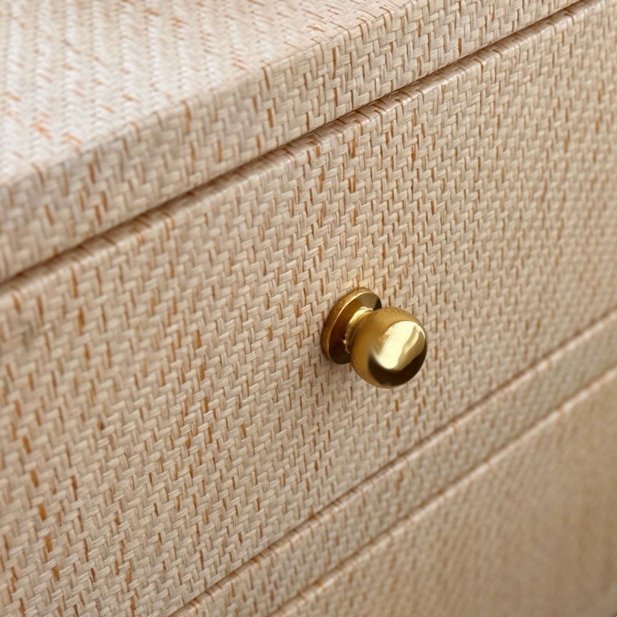 Douglas Natural Side Table by Worlds Away at Fig Linens and Home - Brass Hardware Detail