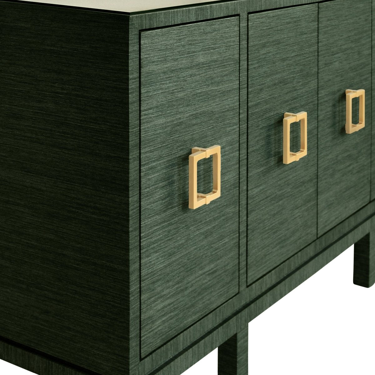Effie Green Grasscloth Buffet Table by Worlds Away at Fig Linens and Home - Angle View 2
