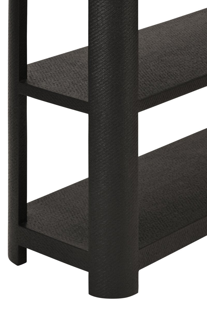 Emery Black Console Table by Worlds Away at Fig Linens and Home - Grasscloth Detail View