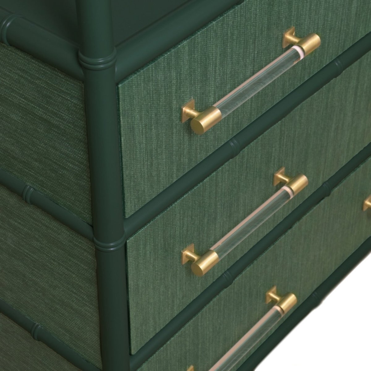 Flynn Green Grasscloth Etagere by Worlds Away at Fig Linens and Home - Hardware View