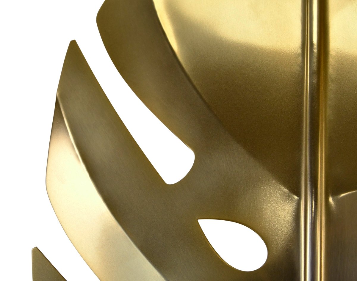 Frond Medium Antique Brass Leaf Sculpture by Worlds Away 17.7" H x 11" W x 11" D Antique Brass and White at FIG LINENS AND HOME 3