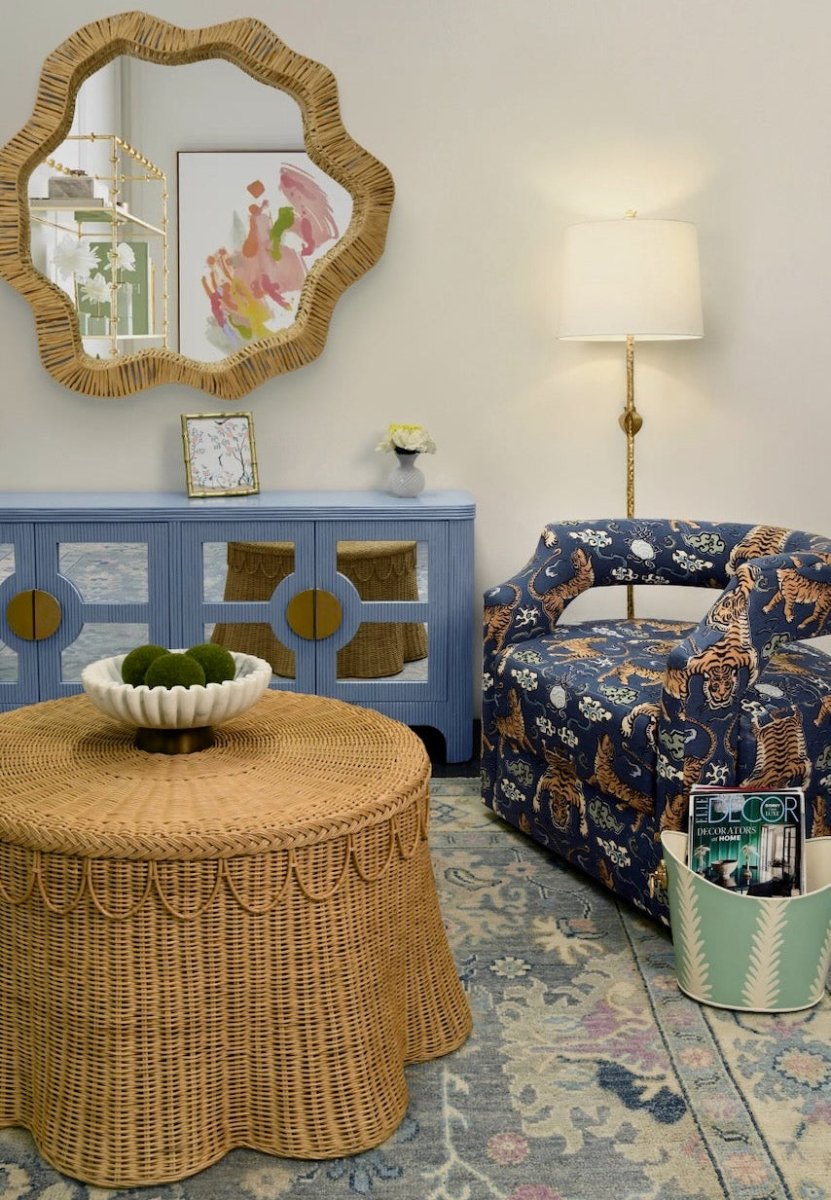 Giada Rattan Coffee Table by Worlds Away | Round Coffee Tables at Fig Linens and Home 7