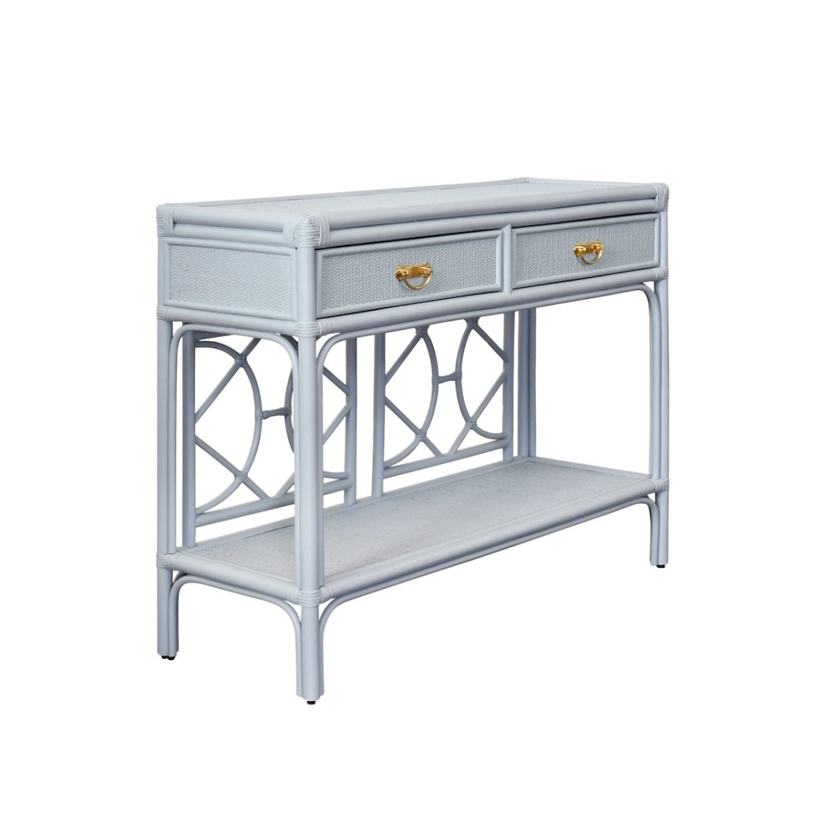 Gideon Light Blue Console Table by Worlds Away at Fig Linens and Home - Angle View 1