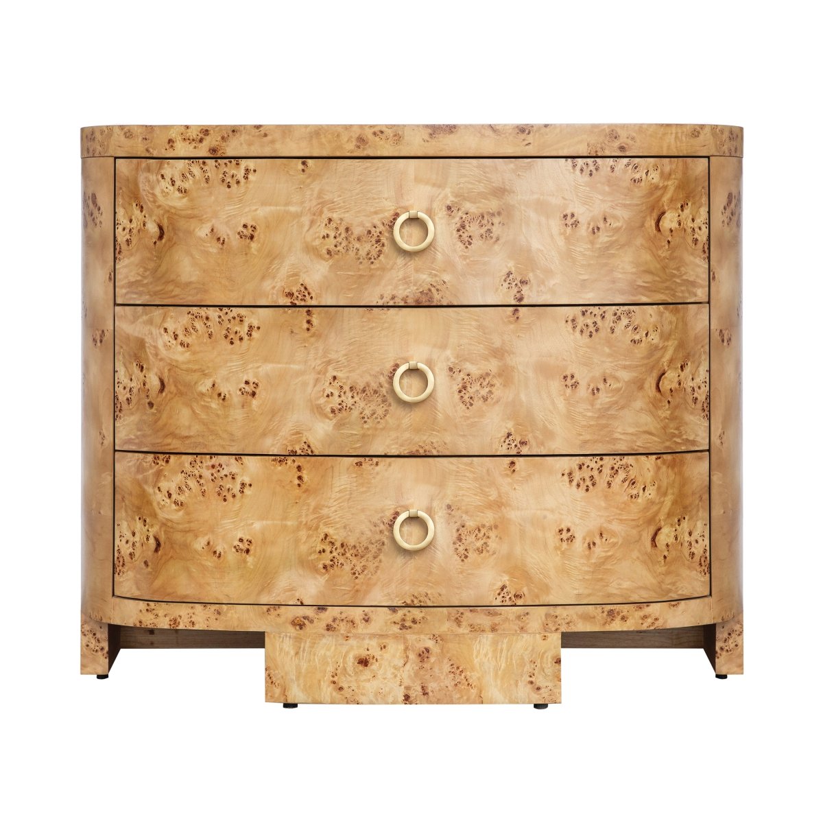 Henry Burlwood Demilune Chest by Worlds Away 35"H x 42"W x 20"D Burlwood at FIG LINENS AND HOME 2