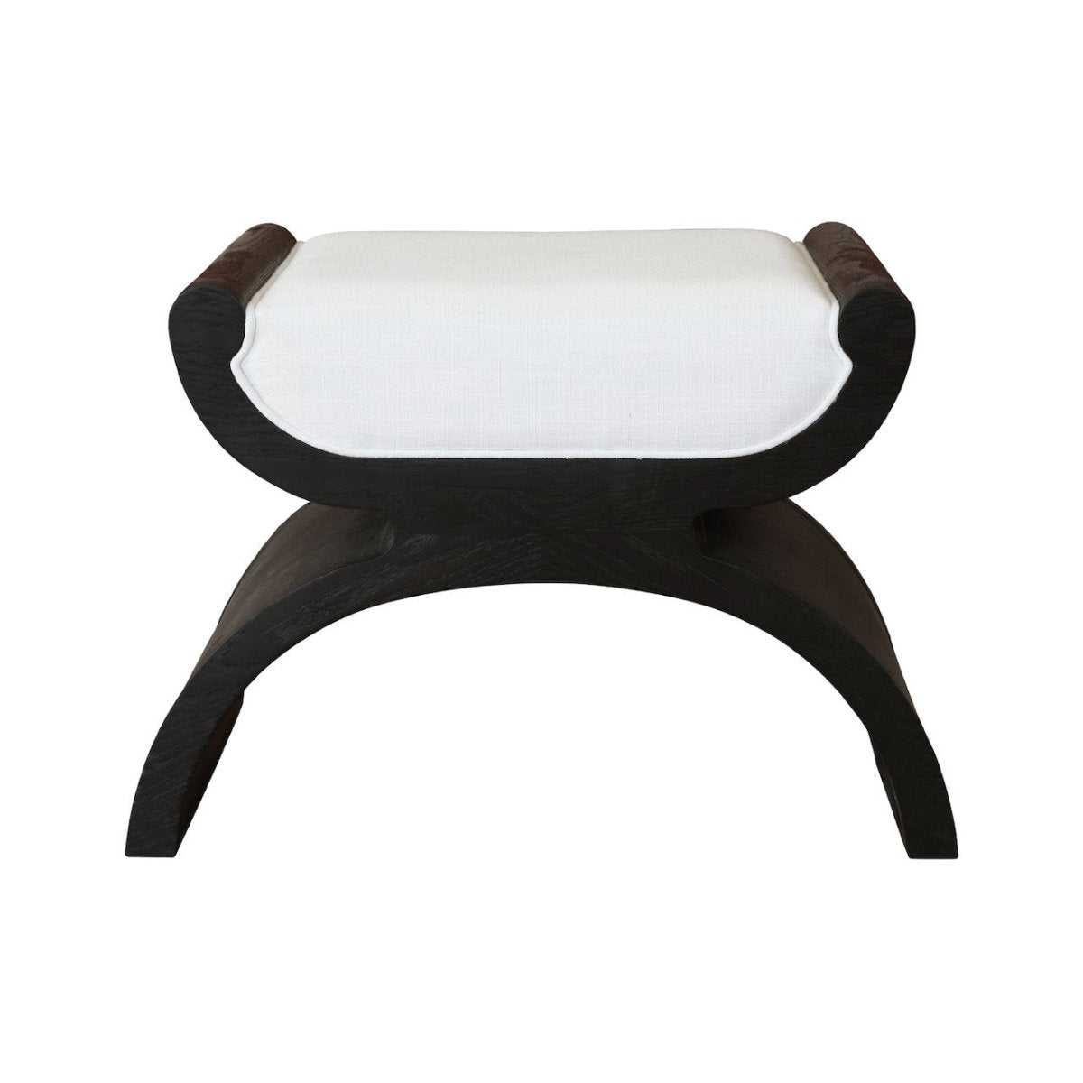 Janna Curved Base Stool in Espresso Oak by Worlds Away at Fig Linens and Home - Front View