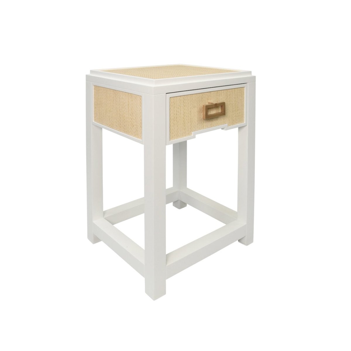 Jean Natural Grasscloth Side Table by Worlds Away at Fig Linens and Home 1 - Nightstand Angle View