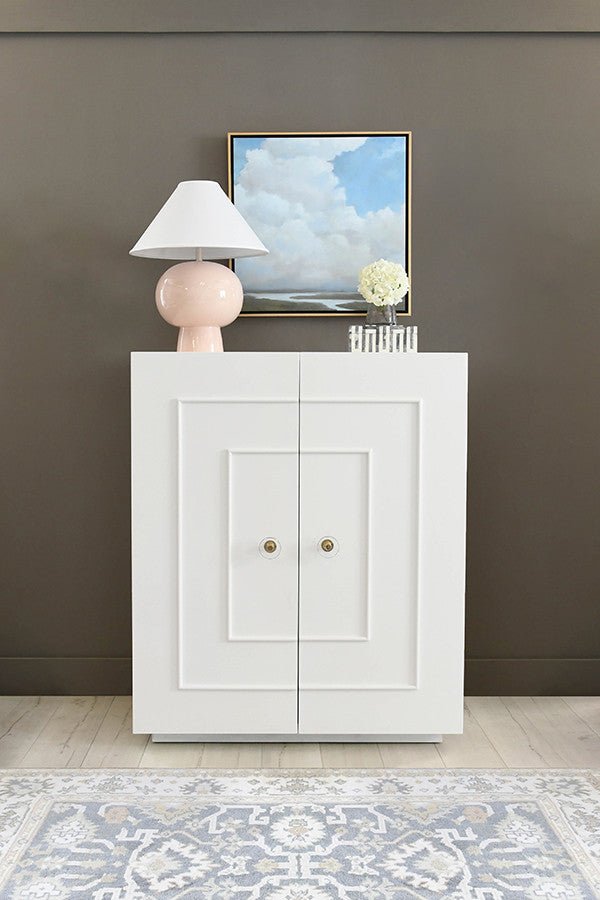 Judd White 2-Door Cabinet by Worlds Away - Interior at Fig Linens and Home 5