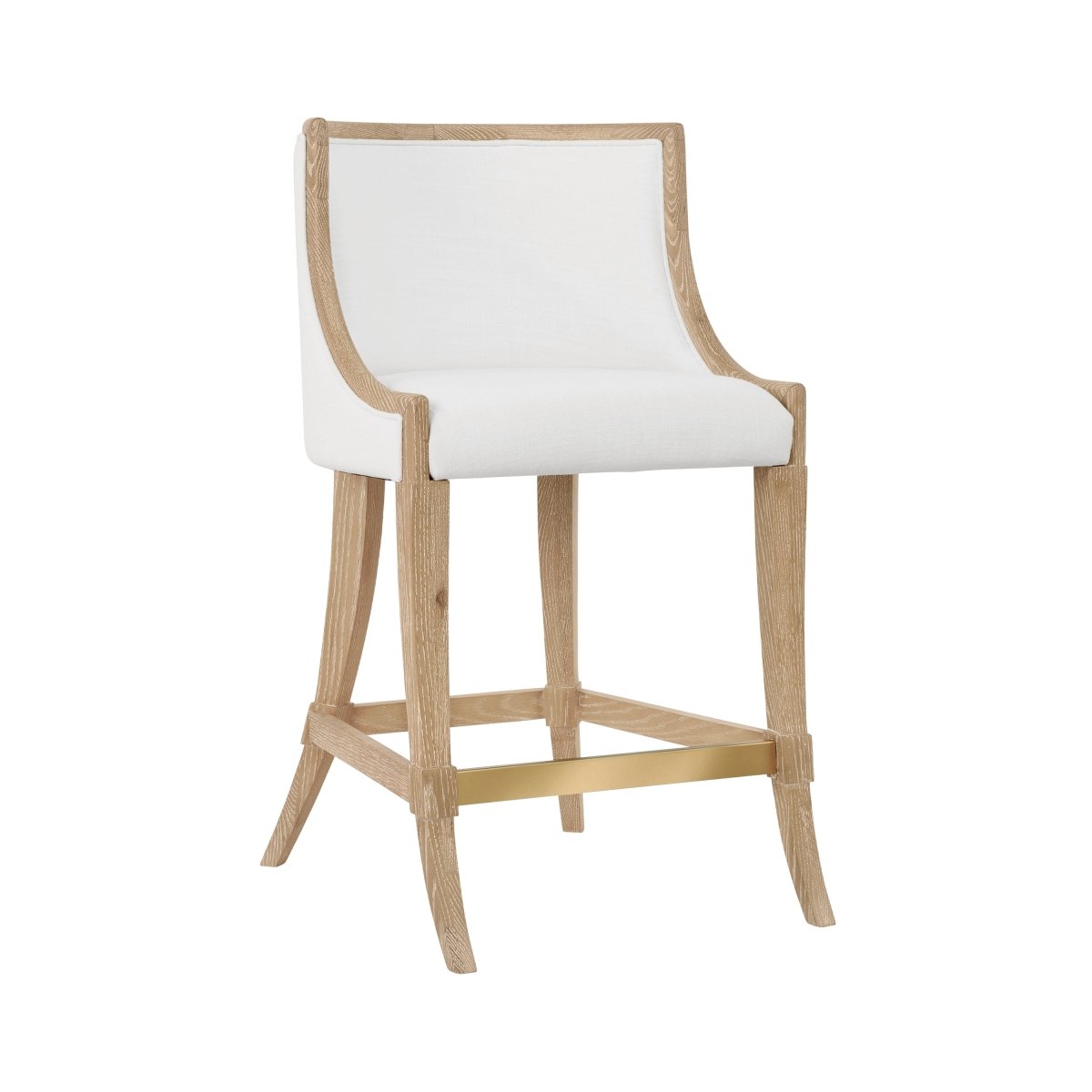 Keaton Cerused Oak Counter Stool by Worlds Away | Kitchen and Bar Seating Angle View