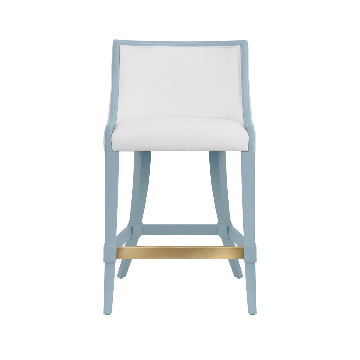 Keaton Light Blue Counter Stool by Worlds Away | Kitchen and Bar Stool Front View