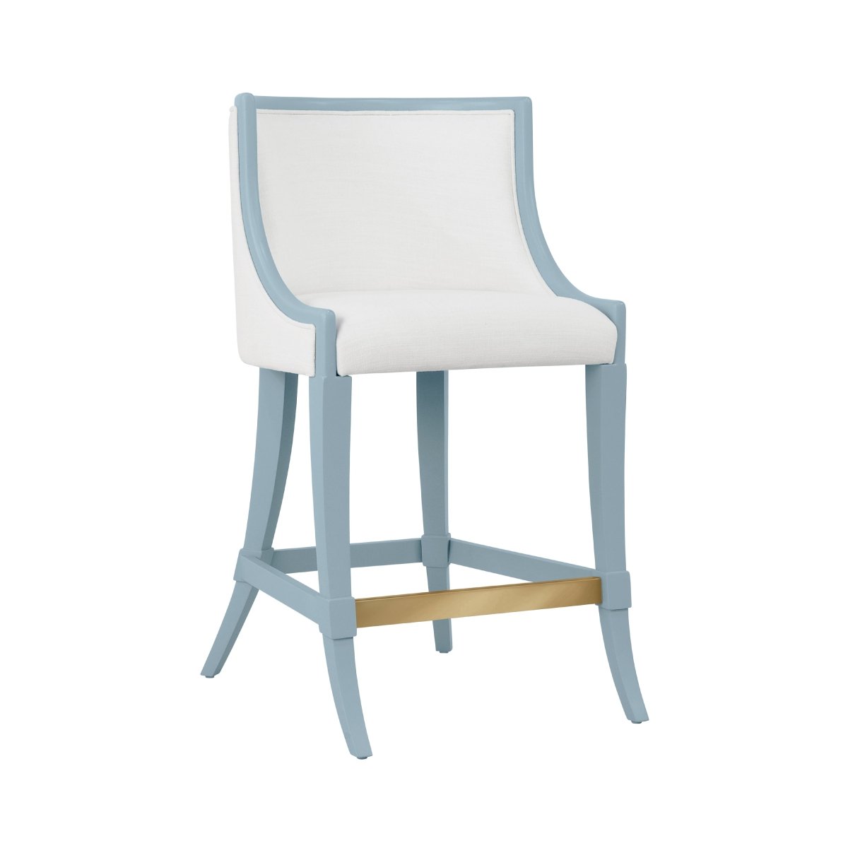 Keaton Light Blue Counter Stool by Worlds Away | Kitchen and Bar Stool Angle View