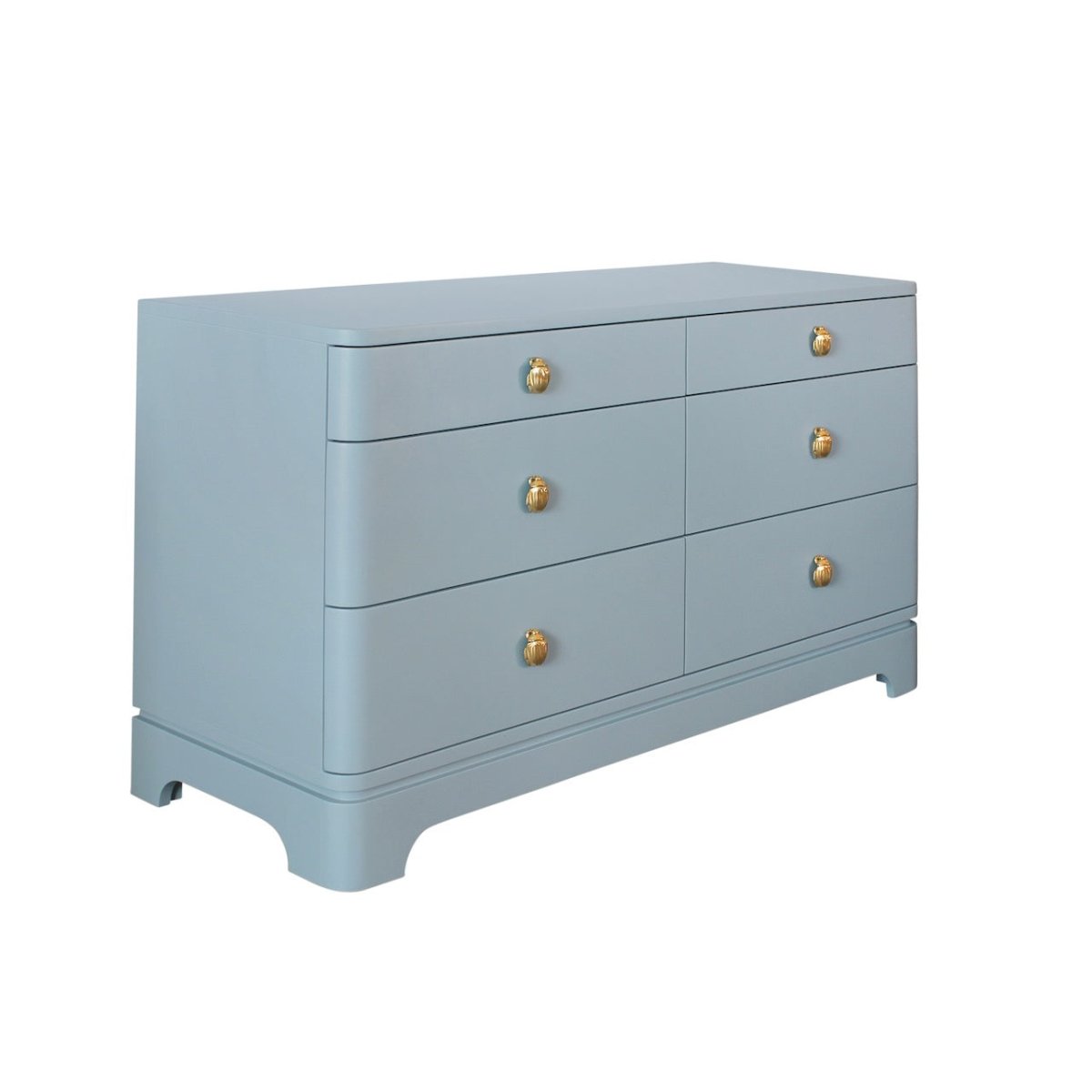 Kilmer Light Blue Cabinet by Worlds Away at Fig Linens and Home - Angle of 6-Drawer Dresser