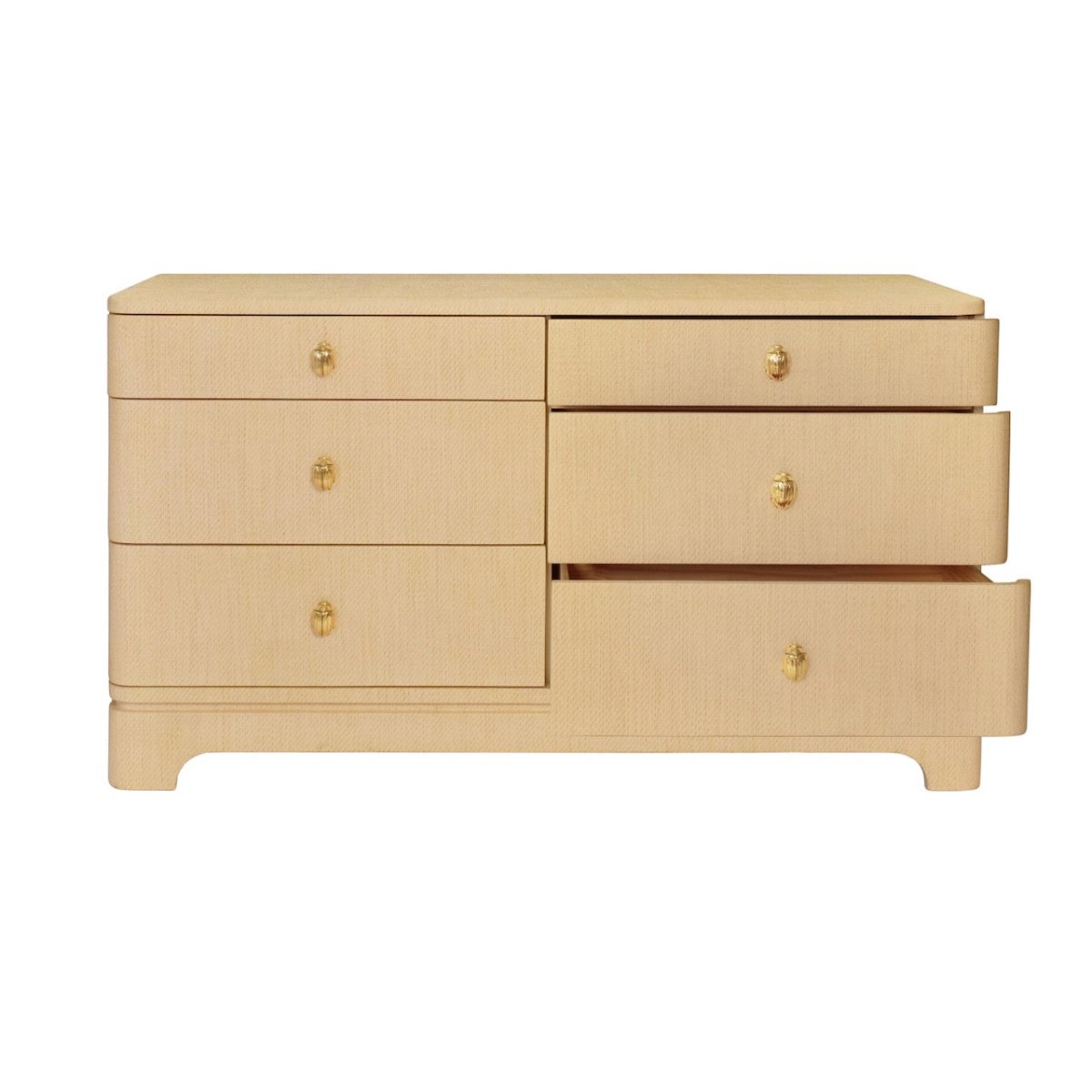Kilmer Natural 6-Drawer Dresser | Worlds Away Chest at Fig Linens and Home - Open Drawers View