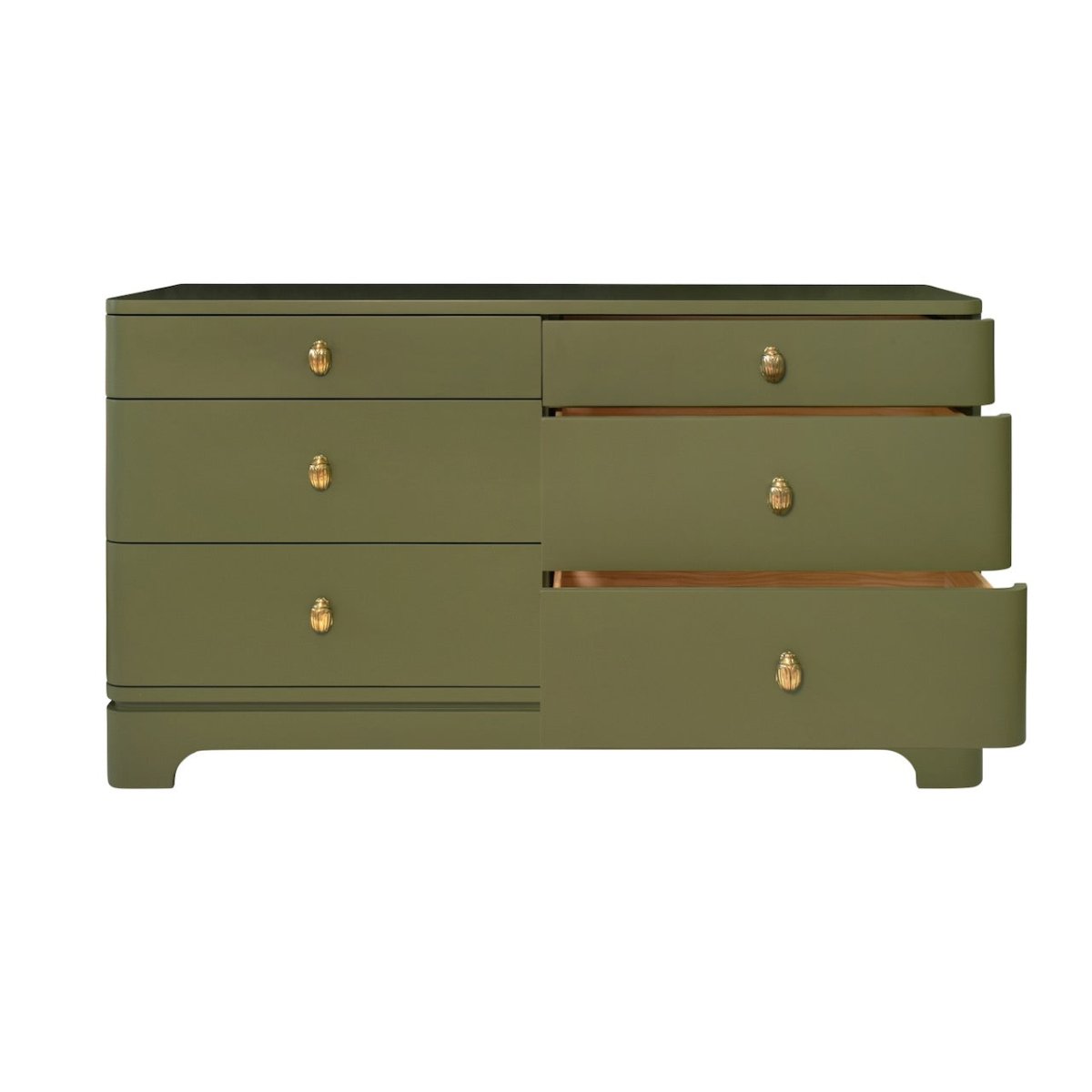 Kilmer Olive Green Cabinet by Worlds Away at Fig Linens and Home - Dresser Drawers Open