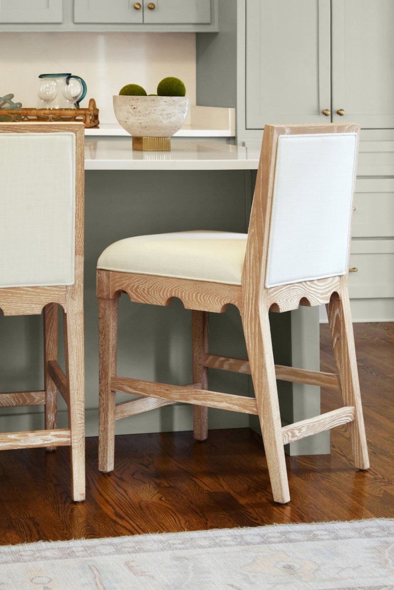 Lanister Cerused Oak Bar & Counter Stool by Worlds Away 40.25"H x 19.25"W x 22.25"D Cerused Oak at FIG LINENS AND HOME 5
