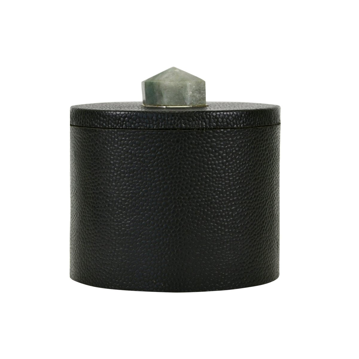 Marlene Round Black Faux Leather Container by Worlds Away 4.7" H x 5.9" W x 5.9" D Black at FIG LINENS AND HOME 1