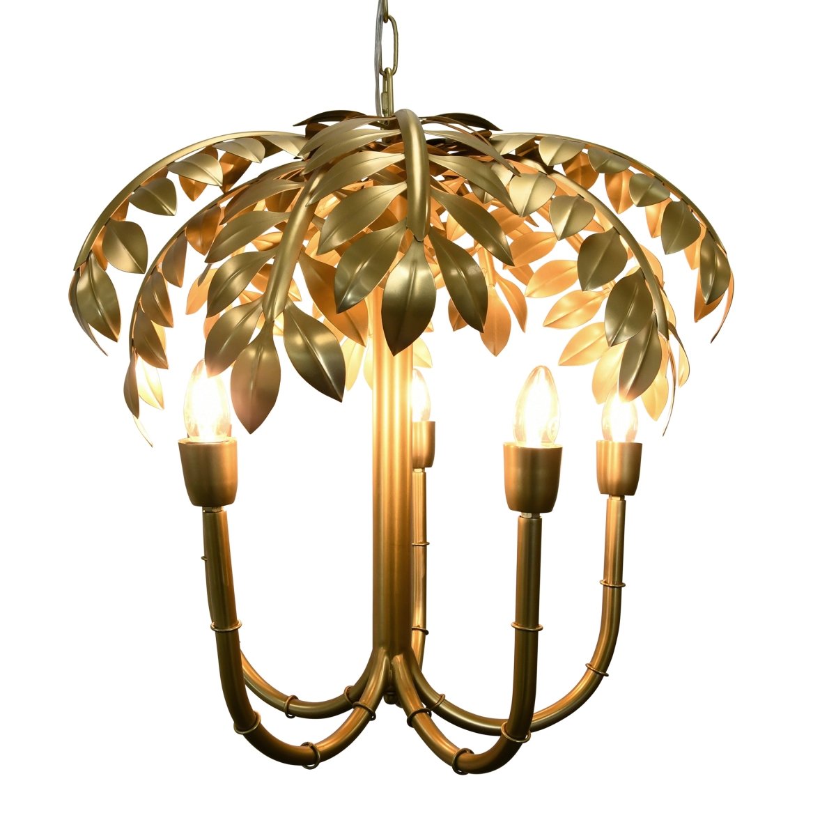 Millie 5 - Light Palm Tree Chandelier by Worlds Away 24.4" H x 24.8" W x 24.8" D Antique Brass at FIG LINENS AND HOME 1