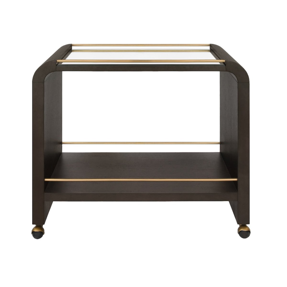 Myer Espresso Oak Bar Cart by Worlds Away at Fig Linens and Home - Front View