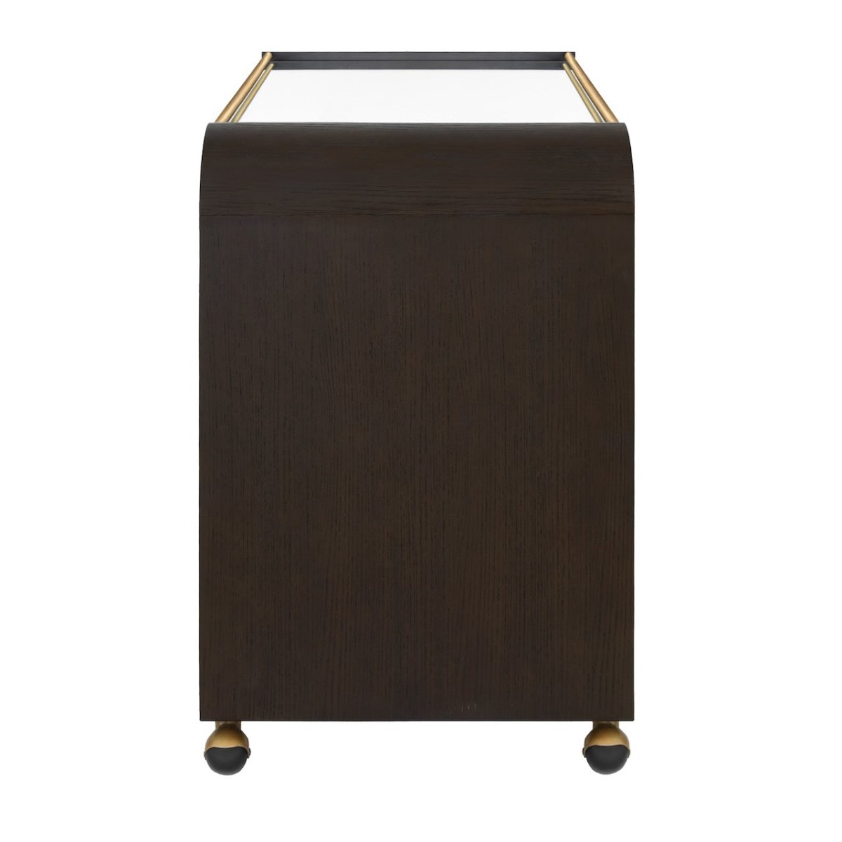 Myer Espresso Oak Bar Cart by Worlds Away at Fig Linens and Home - Side View