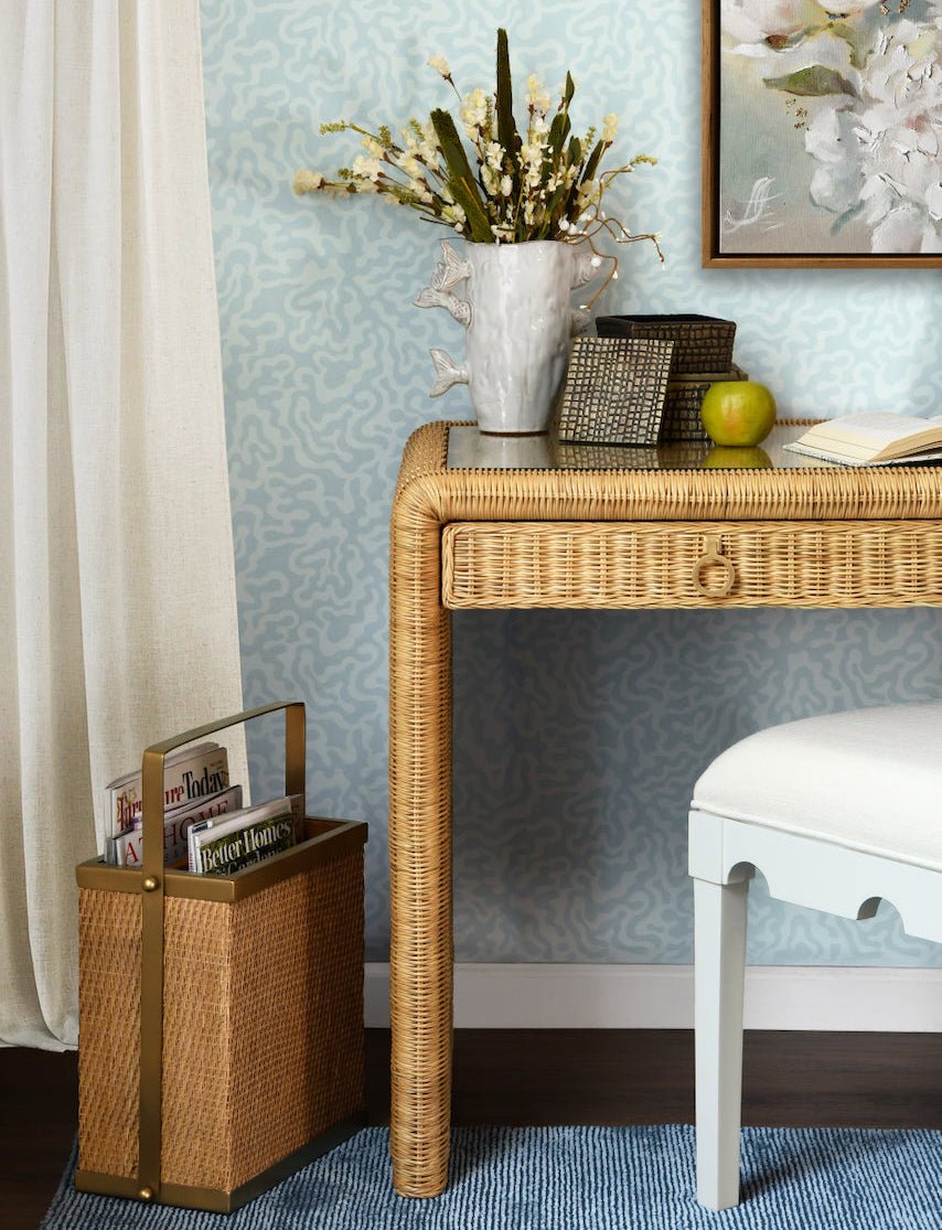 Nelson Woven Rattan Magazine Holder by Worlds Away at Fig Linens and Home - Lifestyle