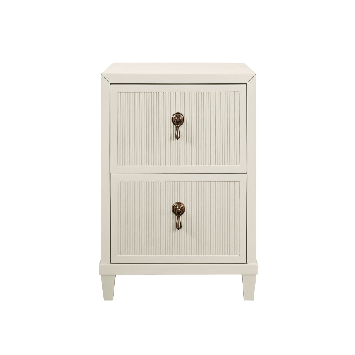 Worlds Away Novalie Antique White Side Table at Fig Linens and Home - Front View