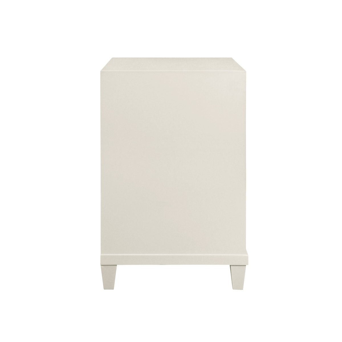 Worlds Away Novalie Antique White Side Table at Fig Linens and Home - Back of Nightstand View