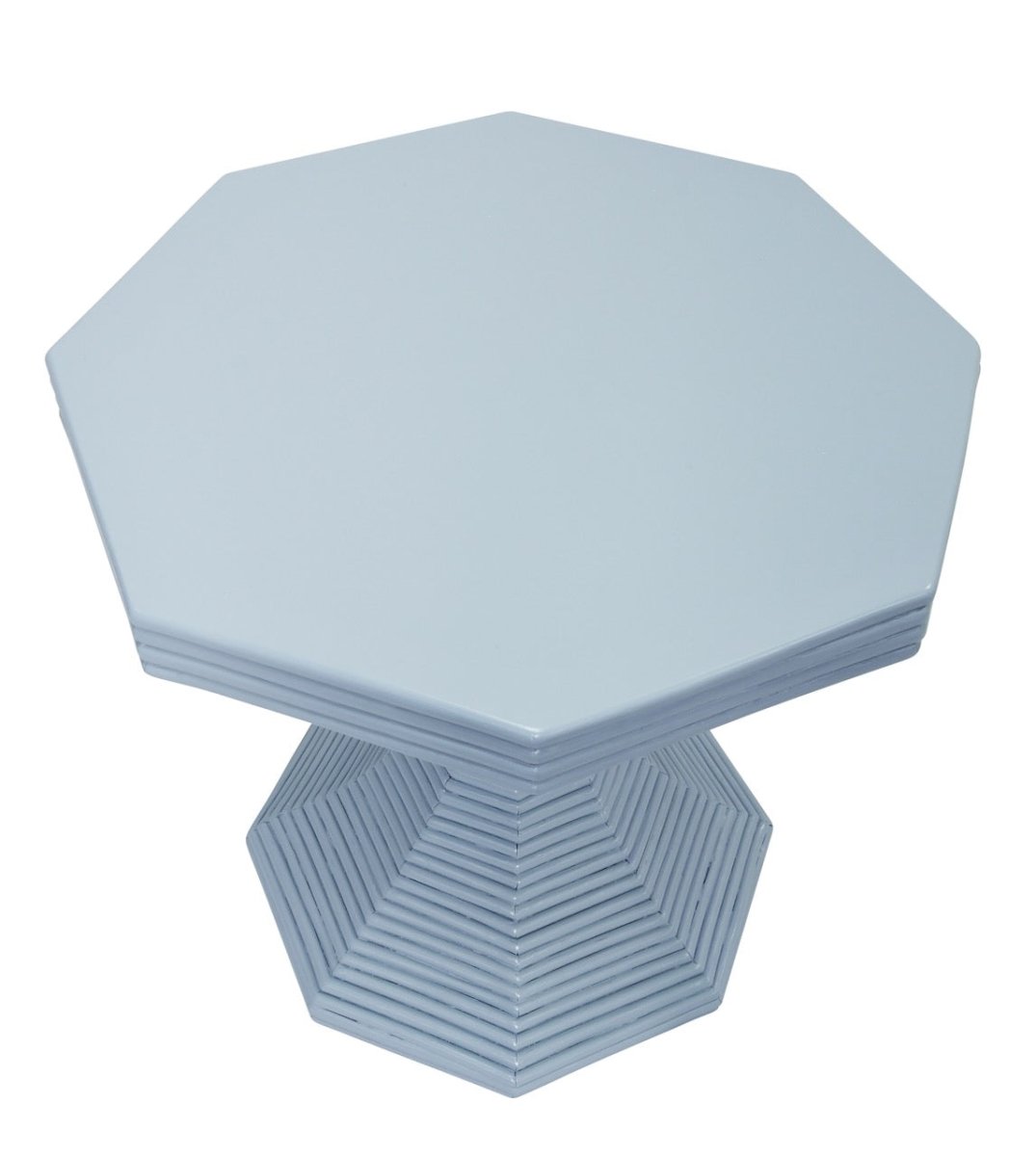 Octavia Light Blue Small Rattan Reeded Table by Worlds Away 23.5" H x 24.25" DIA Light Blue at FIG LINENS AND HOME 7
