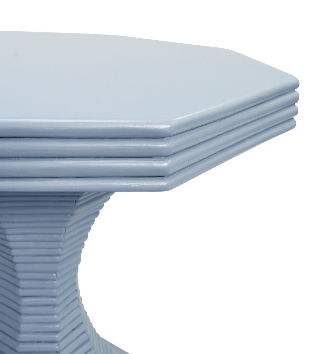 Octavia Light Blue Small Rattan Reeded Table by Worlds Away 23.5" H x 24.25" DIA Light Blue at FIG LINENS AND HOME 6