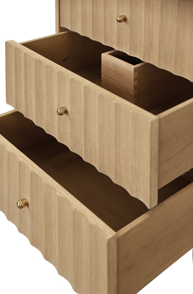 Worlds Away Odin Cerused Oak 24" Small Bath Vanity at Fig Linens and Home - Drawers Detail View