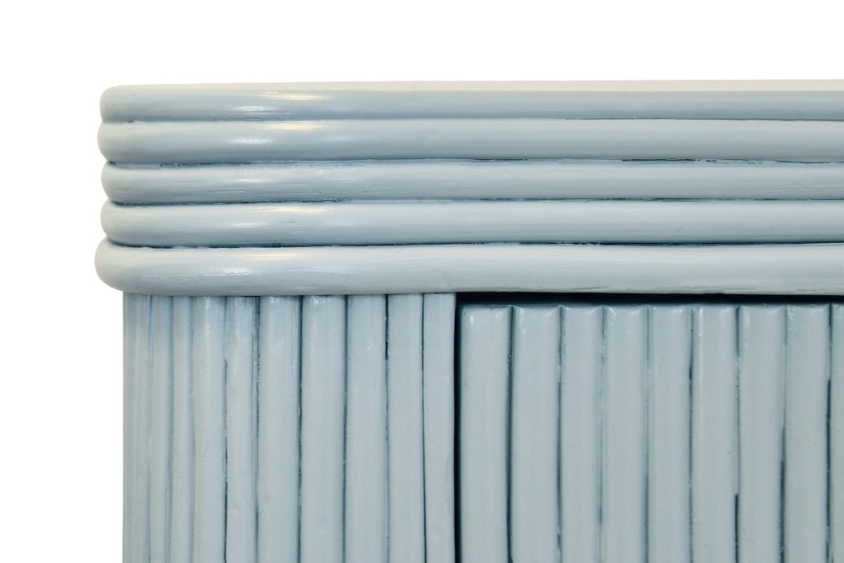 Opal Light Blue Rattan Buffet Cabinet by Worlds Away at Fig Linens and Home - Rattan Reed Detail