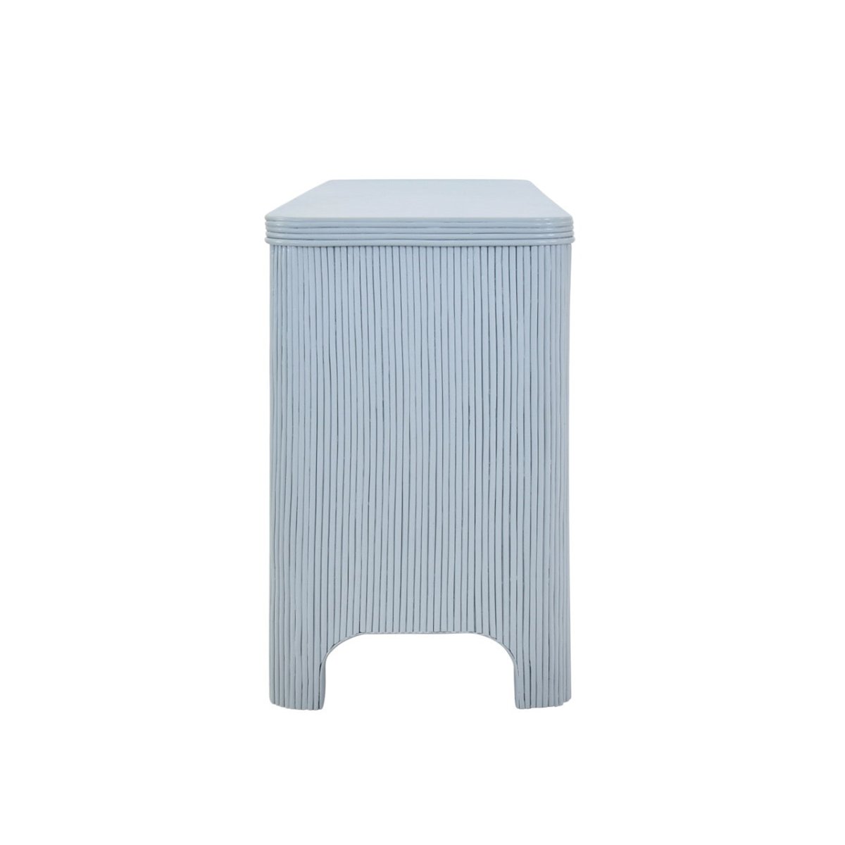 Opal Light Blue Rattan Buffet Cabinet by Worlds Away at Fig Linens and Home - Side View