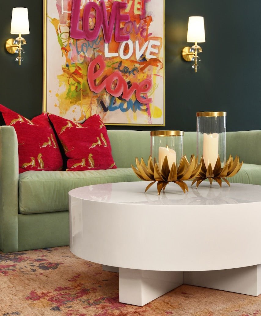 Worlds Away Oslo White Coffee Table at Fig Linens and Home - White Round Coffee Table 1