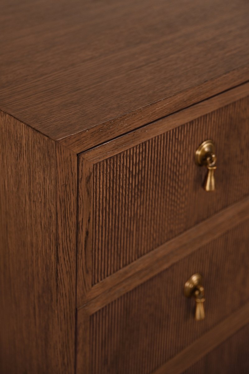 Worlds Away Provincial Brown Oak Dresser | Dresser at Fig Linens and Home - Detail of Front View 2