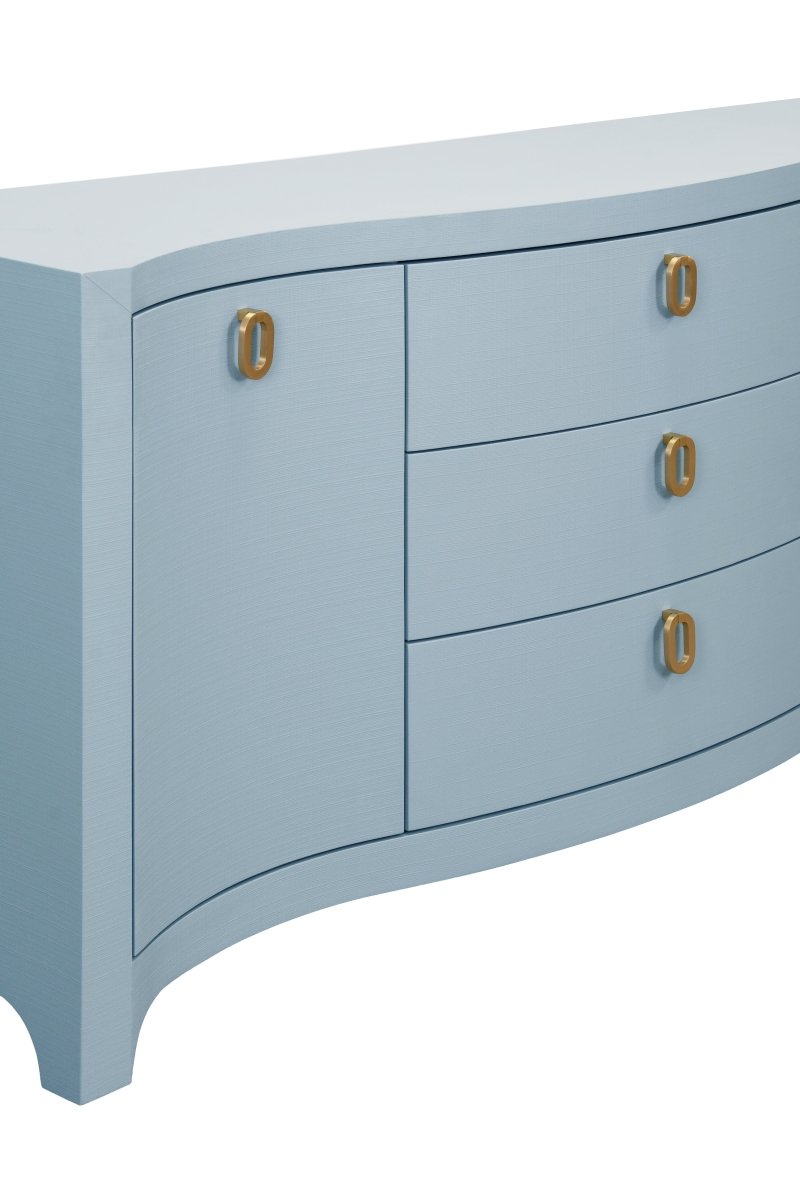 Paulina Modern Classic Light Blue Textured Linen Buffet by Worlds Away at Fig Linens and Home 6